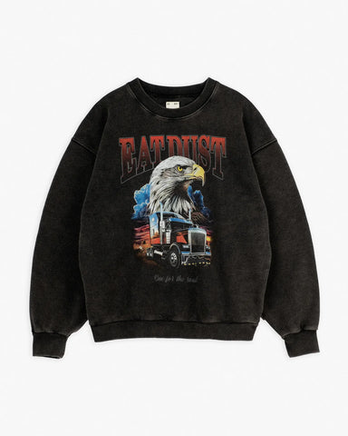 EAT DUST TRUCKER SWEATER BASIC FLEECE BLACK DETROIT